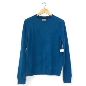 1901 Men’s Blue 100% Cashmere Long Sleeve Crew Neck Sweater Top